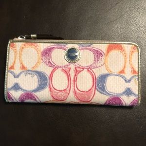Coach Poppy Multicolor Zip Around Wallet
